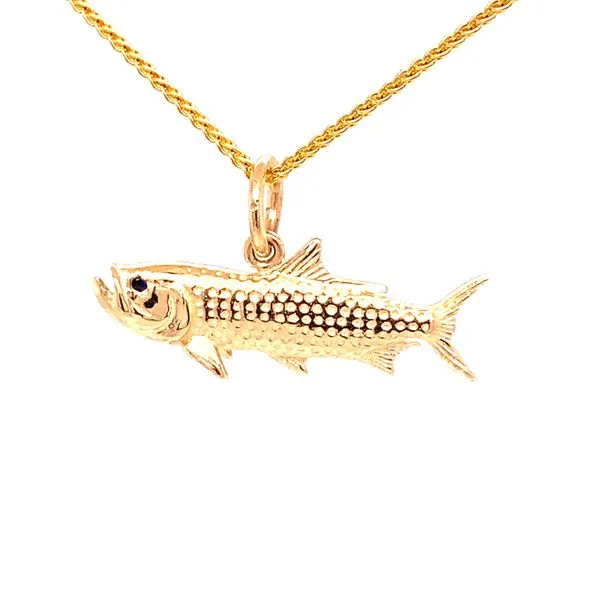 Full Round Tarpon Fish with Sapphire eye Charm/Pendant Blue Marlin Jewelry, Inc. Islamorada, FL