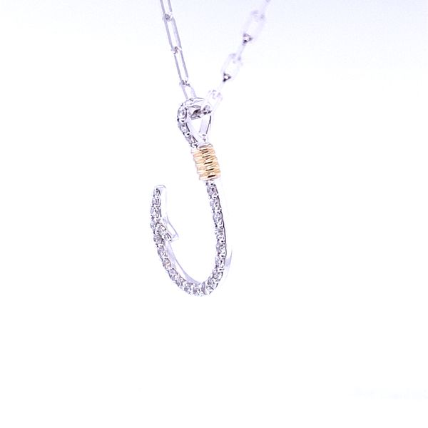 Two Tone Hook Pendant with Diamonds Image 2 Blue Marlin Jewelry, Inc. Islamorada, FL