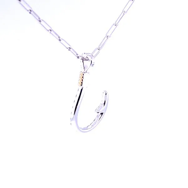 Two Tone Hook Pendant with Diamonds Image 3 Blue Marlin Jewelry, Inc. Islamorada, FL