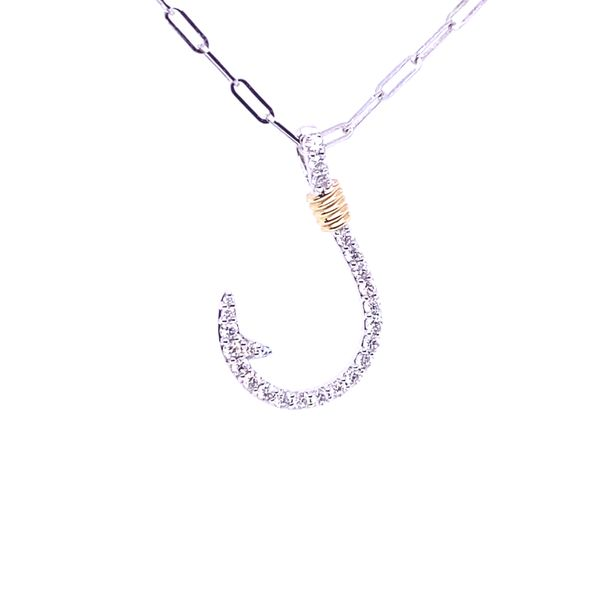 Two Tone Hook Pendant with Diamonds Blue Marlin Jewelry, Inc. Islamorada, FL