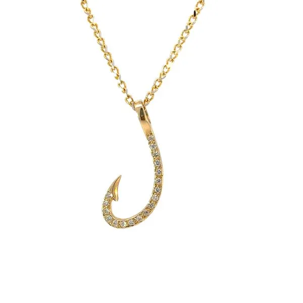 14K Yellow Gold Fish Hook Pendant Blue Marlin Jewelry, Inc. Islamorada, FL