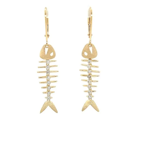 Denny Wong Fish Bone Dangle Leverback Earrings Blue Marlin Jewelry, Inc. Islamorada, FL