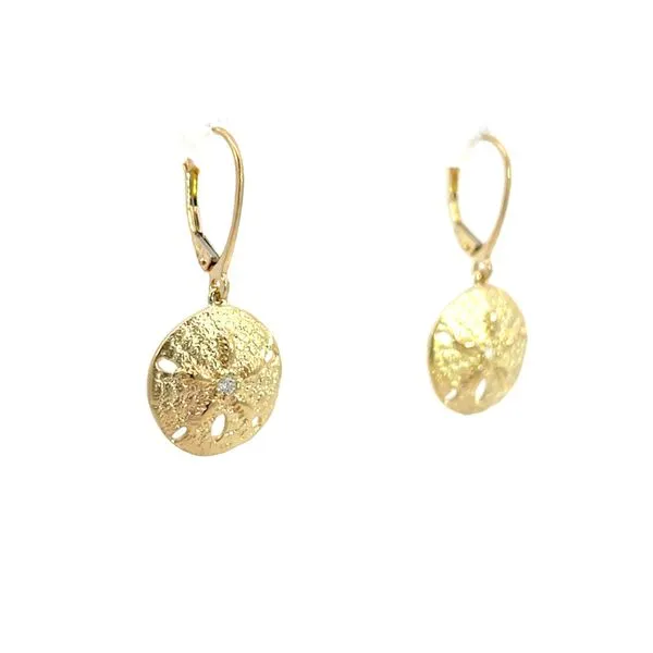Sand Dollar Lever Back Dangle Earrings Image 2 Blue Marlin Jewelry, Inc. Islamorada, FL