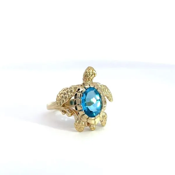 Turtle Ring With Blue Topaz Image 2 Blue Marlin Jewelry, Inc. Islamorada, FL