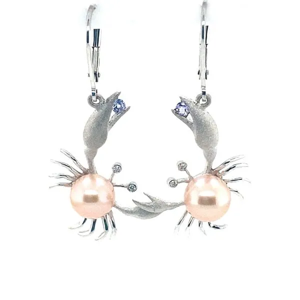 Denny Wong Fresh Water Pearl Crab Lever Back Earrings with Diamonds Blue Marlin Jewelry, Inc. Islamorada, FL