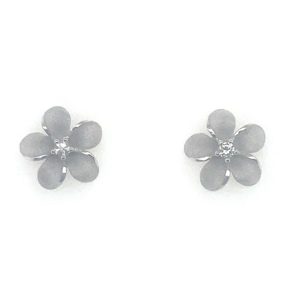 Denny Wong Plumeria Flower Post Earrings with Diamonds Blue Marlin Jewelry, Inc. Islamorada, FL