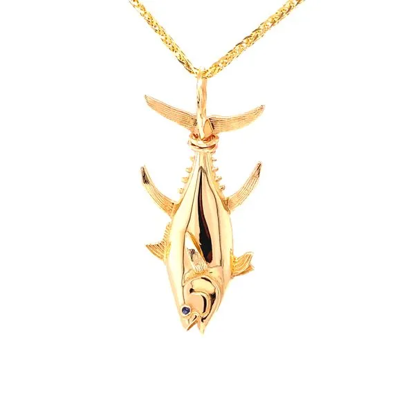 Tuna Fish with Sapphire Eye Pendant Image 2 Blue Marlin Jewelry, Inc. Islamorada, FL