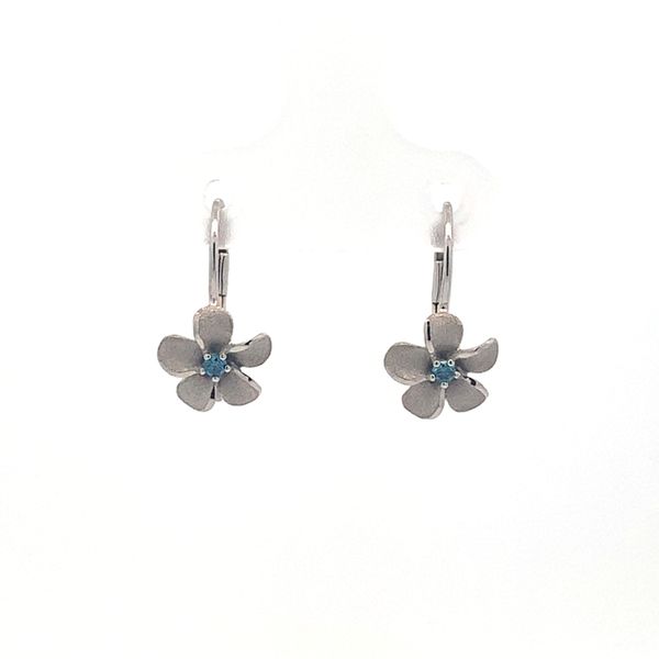 14K Plumeria with Blue Diamonds Earrings Blue Marlin Jewelry, Inc. Islamorada, FL