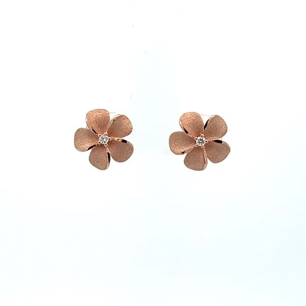 14KR Diamond Plumeria Earrings Blue Marlin Jewelry, Inc. Islamorada, FL