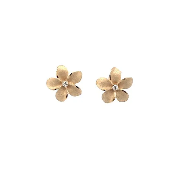 14K 13MM Plumeria Earrings Blue Marlin Jewelry, Inc. Islamorada, FL