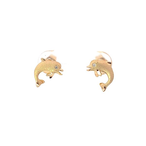 14K Jumping Dolphin Earrings Blue Marlin Jewelry, Inc. Islamorada, FL