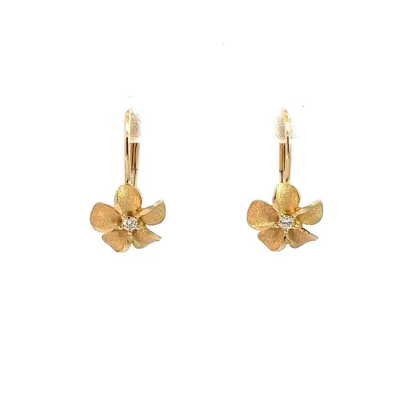 14K Plumeria Leverback Earrings Blue Marlin Jewelry, Inc. Islamorada, FL