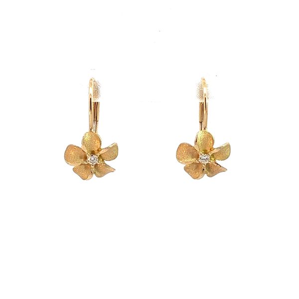 14K Plumeria Leverback Earrings Blue Marlin Jewelry, Inc. Islamorada, FL
