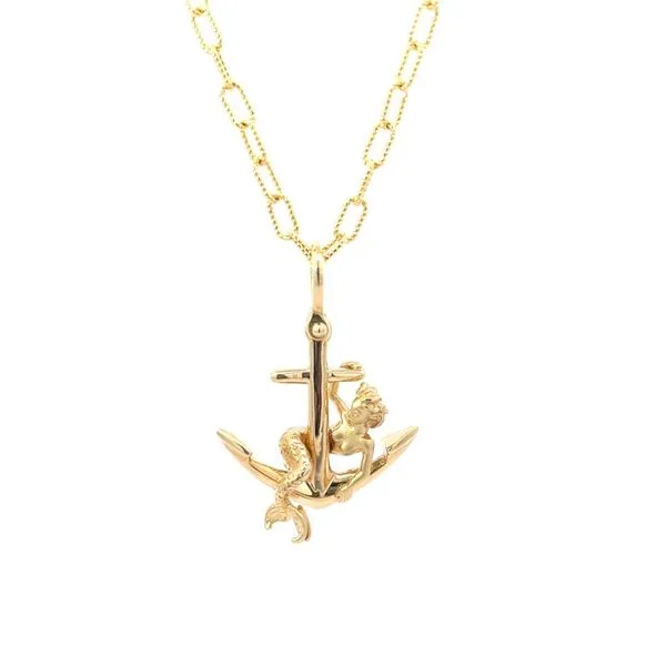 14K Mermaid on Hook Anchor Pendant Blue Marlin Jewelry, Inc. Islamorada, FL