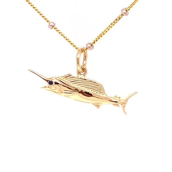 Sailfish Charm/Pendant with Blue Sapphire Eye Blue Marlin Jewelry, Inc. Islamorada, FL