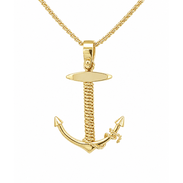 14K Rope Wrapped Anchor Pendant Blue Marlin Jewelry, Inc. Islamorada, FL