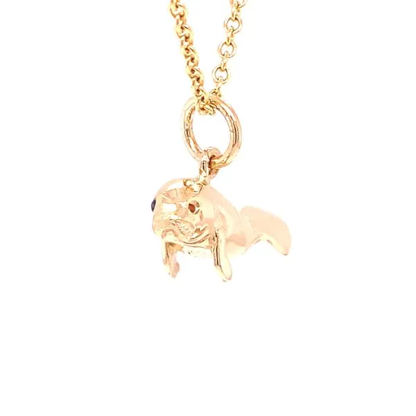 Full Round Manatee Charm/Pendant with Sapphire eye Image 4 Blue Marlin Jewelry, Inc. Islamorada, FL