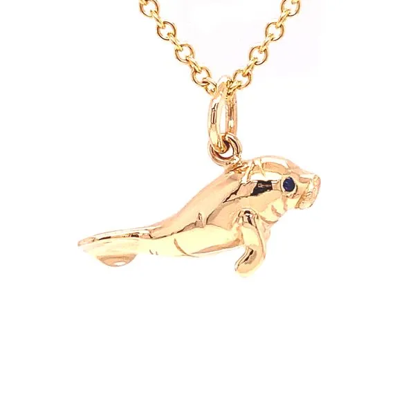 Full Round Manatee Charm/Pendant with Sapphire eye Blue Marlin Jewelry, Inc. Islamorada, FL