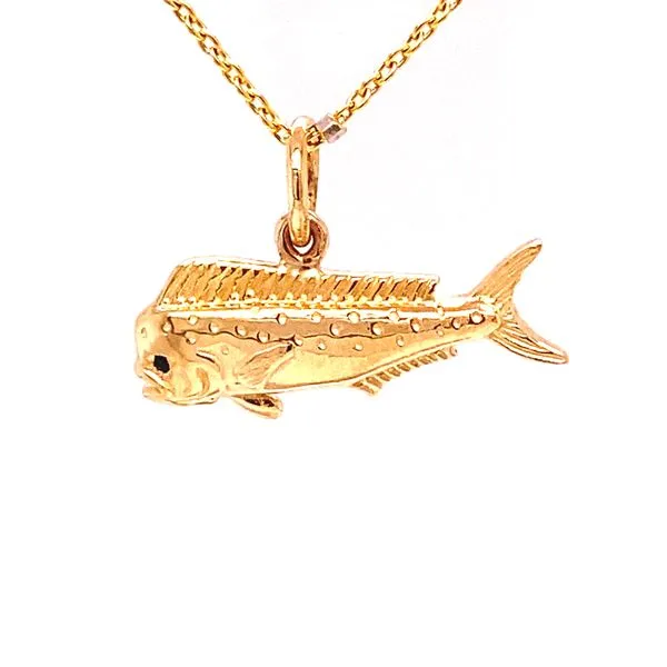 Mahi Mahi  Fish Charm/Pendant with Sapphire Eye Blue Marlin Jewelry, Inc. Islamorada, FL