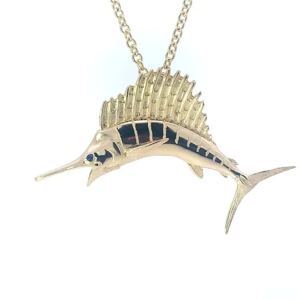 Diamond Sailfish Pendant Image 2 Blue Marlin Jewelry, Inc. Islamorada, FL