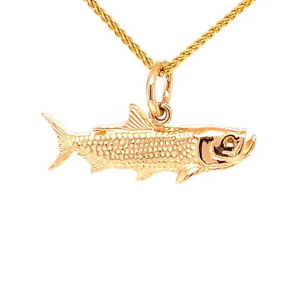 Full Round Tarpon Fish with Sapphire eye Charm/Pendant Image 3 Blue Marlin Jewelry, Inc. Islamorada, FL