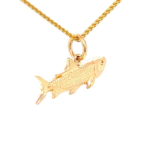 Full Round Tarpon Fish with Sapphire eye Charm/Pendant Image 4 Blue Marlin Jewelry, Inc. Islamorada, FL
