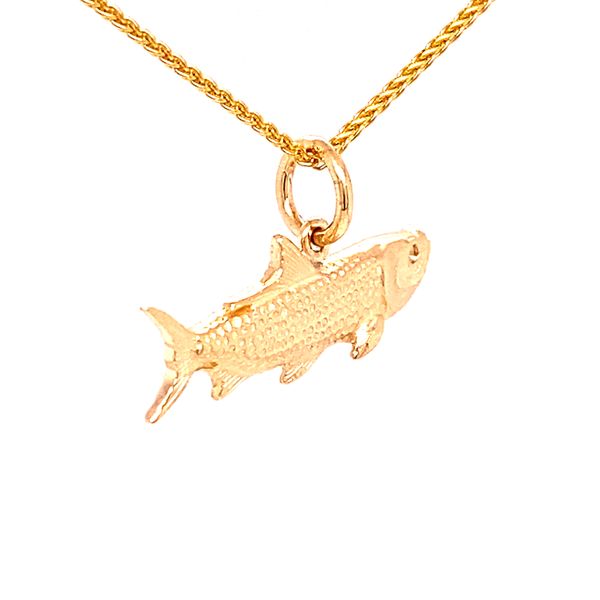 Full Round Tarpon Fish with Sapphire eye Charm/Pendant Image 4 Blue Marlin Jewelry, Inc. Islamorada, FL