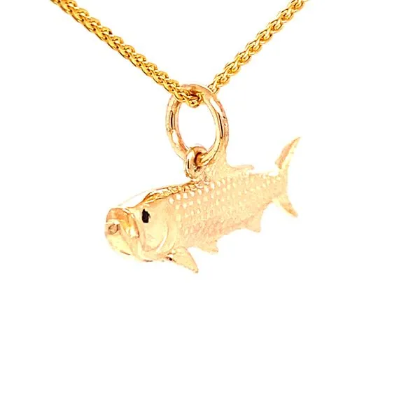 Full Round Tarpon Fish with Sapphire eye Charm/Pendant Image 2 Blue Marlin Jewelry, Inc. Islamorada, FL