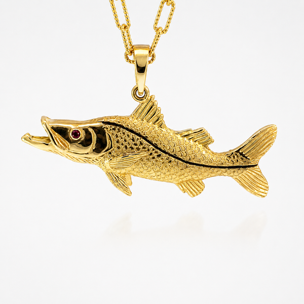 Solid 14K Snook Pendant Blue Marlin Jewelry, Inc. Islamorada, FL