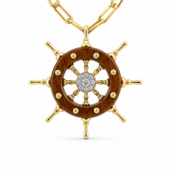 Teak Helm Wheel Pendant Blue Marlin Jewelry, Inc. Islamorada, FL