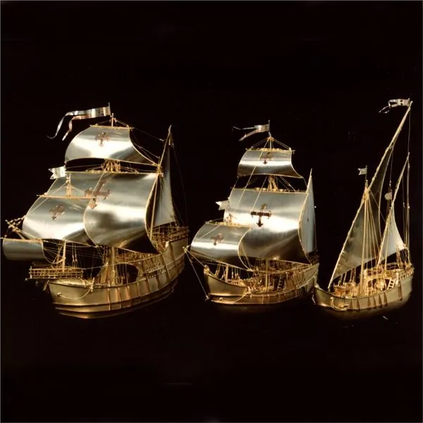 Custom Gold and Platinum Ship Trio - Nina, Pinta and Santa Maria Blue Marlin Jewelry, Inc. Islamorada, FL