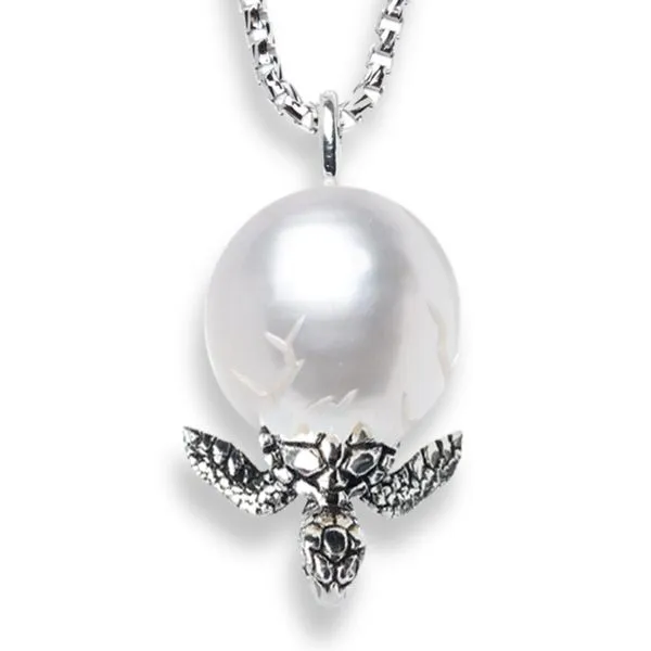Galatea Aloha Pearl Turtle in a Shell Pendant/Necklace Blue Marlin Jewelry, Inc. Islamorada, FL