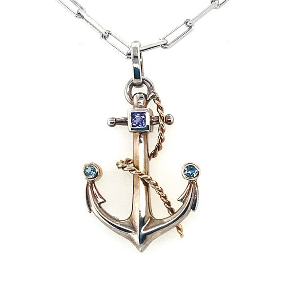 Denny Wong Blue Topaz & Silver Anchor Pendant Blue Marlin Jewelry, Inc. Islamorada, FL