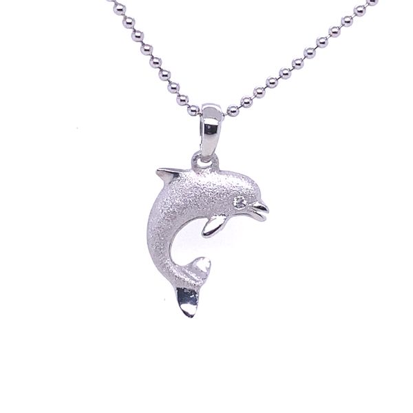 Denny Wong White Sapphire & Silver Jumping Dolphin Pendant Blue Marlin Jewelry, Inc. Islamorada, FL
