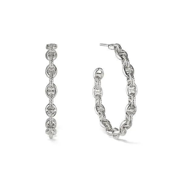 Judith Ripka Vienna Chain Link Hoop Earrings Blue Marlin Jewelry, Inc. Islamorada, FL