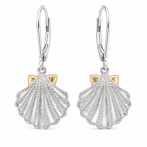 14K and Sterling Silver Dangling Scallop Earrings Blue Marlin Jewelry, Inc. Islamorada, FL
