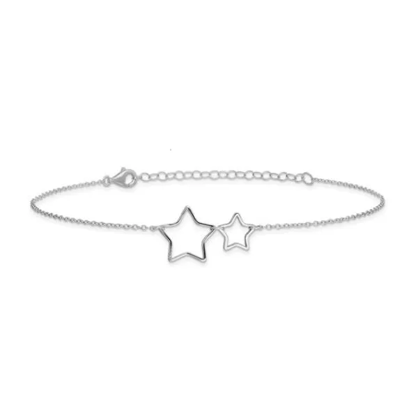 Sterling Silver Rhodium-Plated Cut-Out Stars with 2in Ext. Anklet Blue Marlin Jewelry, Inc. Islamorada, FL