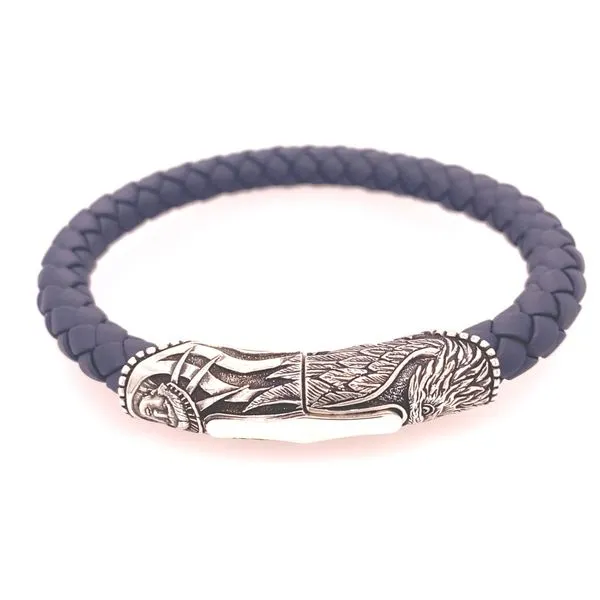 William Henry Blue Ridge Braided Leather and Sterling Silver Bracelet Image 2 Blue Marlin Jewelry, Inc. Islamorada, FL