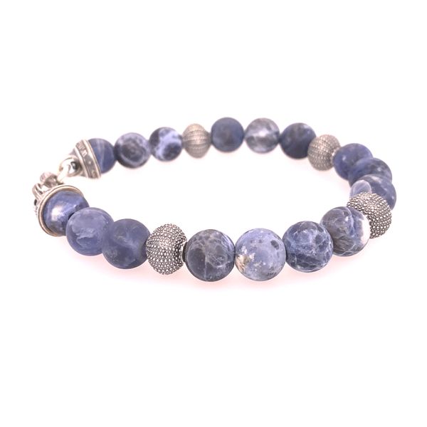 William Henry Beach Comber Sodalite and Sterling Silver Beaded Men's Bracelet Image 2 Blue Marlin Jewelry, Inc. Islamorada, FL