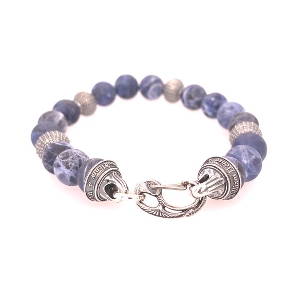 William Henry Beach Comber Sodalite and Sterling Silver Beaded Men's Bracelet Image 3 Blue Marlin Jewelry, Inc. Islamorada, FL