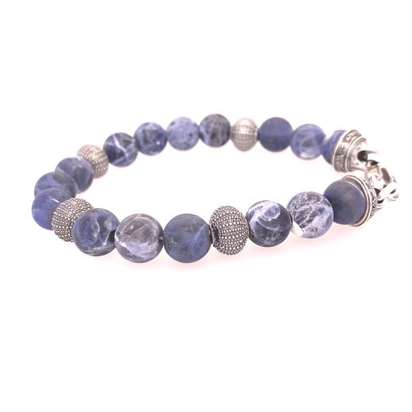 William Henry Beach Comber Sodalite and Sterling Silver Beaded Men's Bracelet Image 4 Blue Marlin Jewelry, Inc. Islamorada, FL