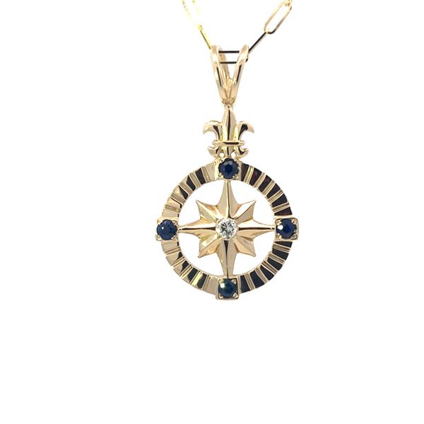 14K Compass Rose w/ Sapphires Blue Marlin Jewelry, Inc. Islamorada, FL
