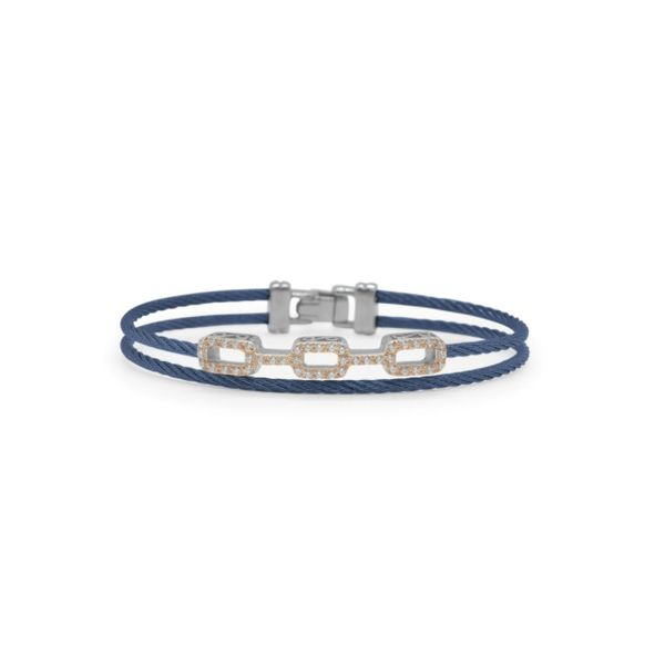 ALOR Blueberry Cable Petite Layered Links Bracelet with 18kt Rose Gold & Diamonds Blue Marlin Jewelry, Inc. Islamorada, FL