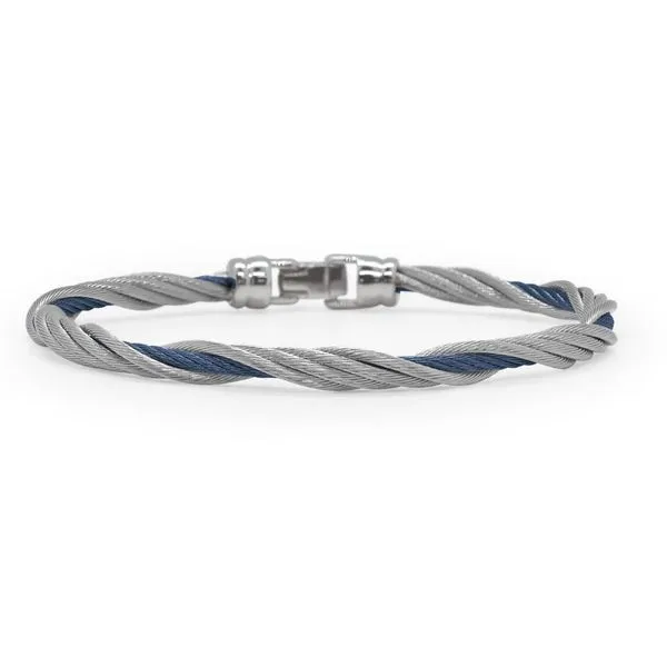 ALOR Blueberry & Grey Cable Modern Twist Bracelet Blue Marlin Jewelry, Inc. Islamorada, FL