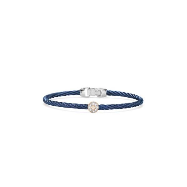 ALOR Blueberry Cable Essential Stackable Bracelet with Single Round Diamond station set in 18kt Rose Gold Blue Marlin Jewelry, Inc. Islamorada, FL