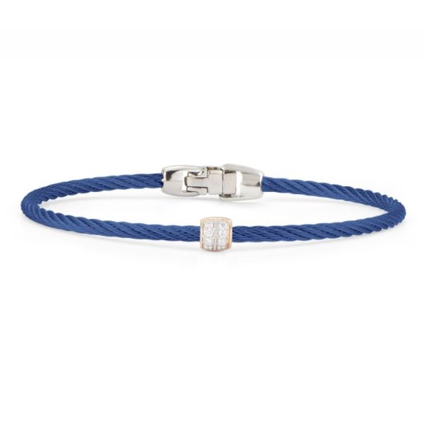 ALOR Blueberry Cable Single Barrel Station Stackable Bracelet with 18kt Rose Gold & Diamonds Blue Marlin Jewelry, Inc. Islamorada, FL
