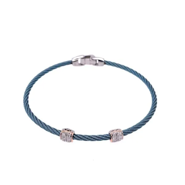 ALOR 18K Rose Gold 2 Station Island Blue Cable Bracelet Blue Marlin Jewelry, Inc. Islamorada, FL