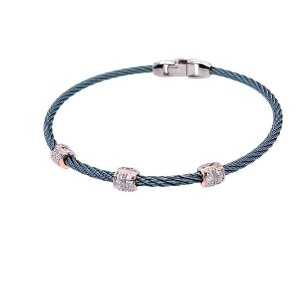 ALOR 18k Rose Gold 3 Station Island Blue Cable Bracelet Blue Marlin Jewelry, Inc. Islamorada, FL