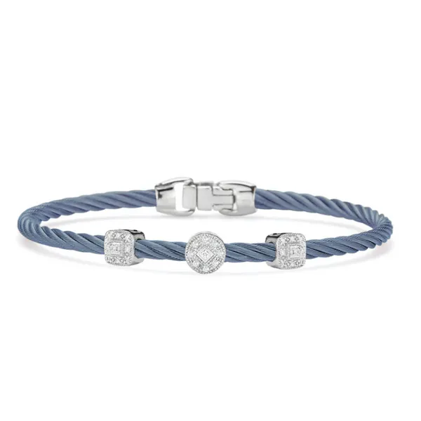 ALOR 18K 3 Station Island Blue Cable Bracelet Blue Marlin Jewelry, Inc. Islamorada, FL