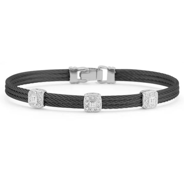 Black Stainless Steel and Diamond Bracelet Image 2 Blue Marlin Jewelry, Inc. Islamorada, FL